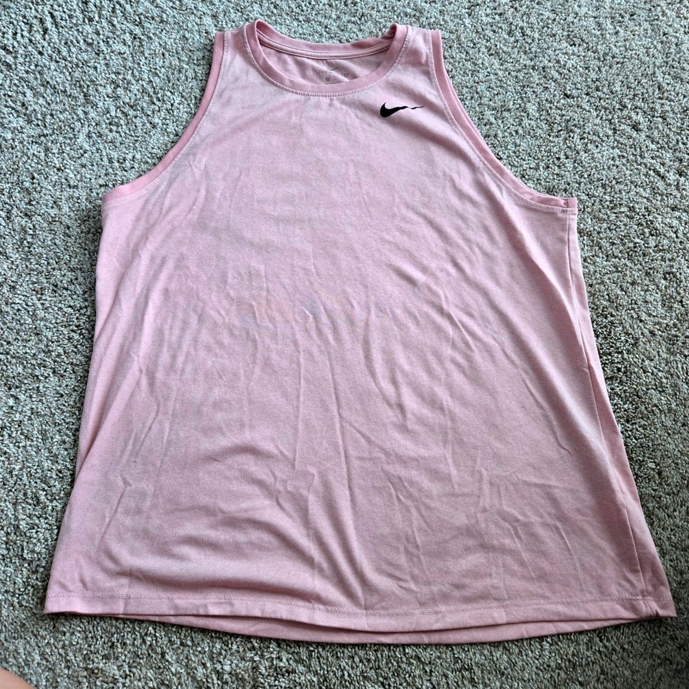 Nike Dri-FIT Womens Tank Top Pink Heathered Sleeveless Activewear Large